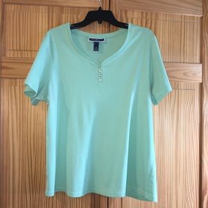 Karen Scott Woman Mint Green Casual Work Top 1X
